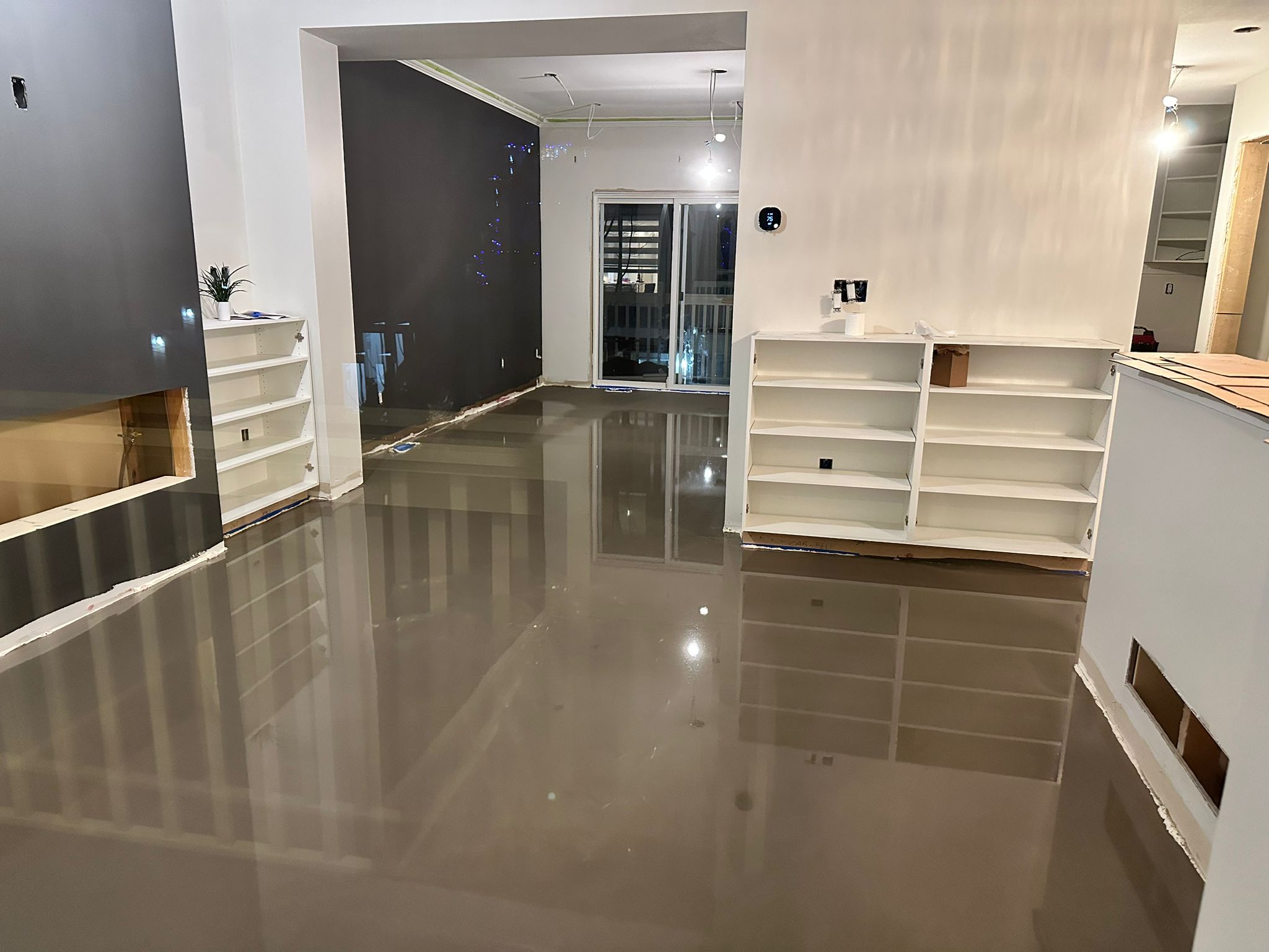 Floor leveling in progress